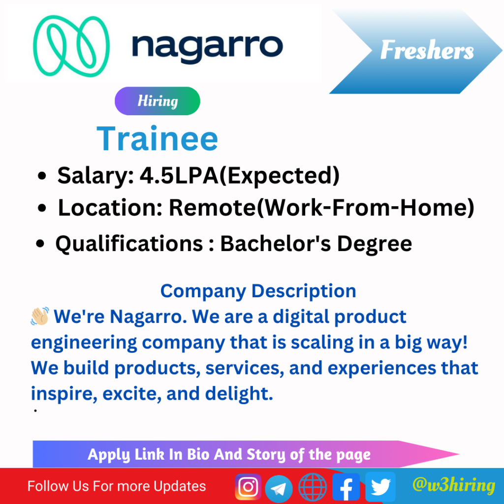 Nagarro Off Campus Drive Hiring Trainee Bachelor S Degree