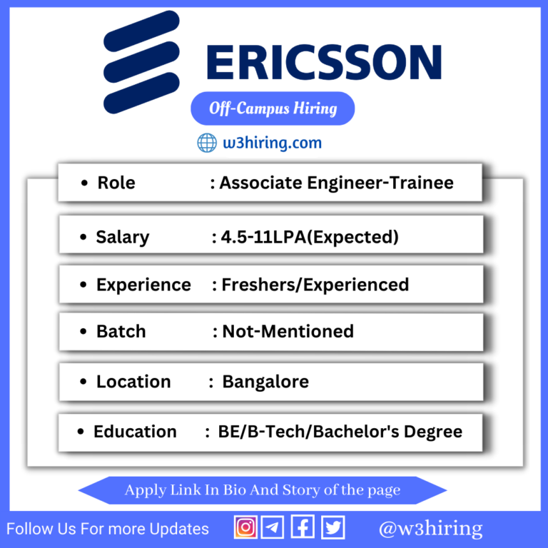 Ericsson Off Campus Drive 2024 Hiring Associate Engineer Trainee