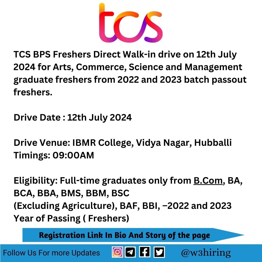 TCS Walk In Drive 2024 Hiring Trainee Bachelor S Degree W3Hiring