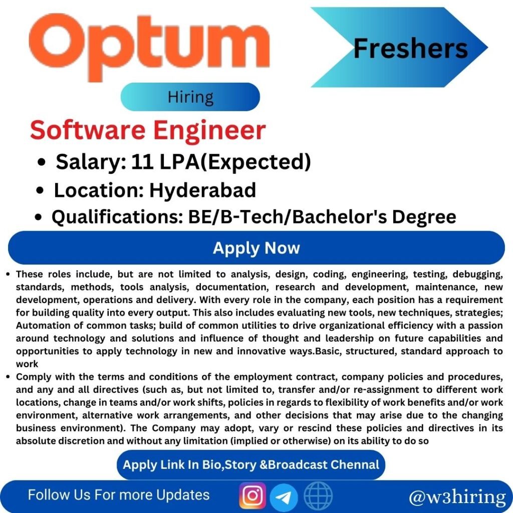 Optum Recruitment 2024 Hiring Software Engineer Bachelor S Degree