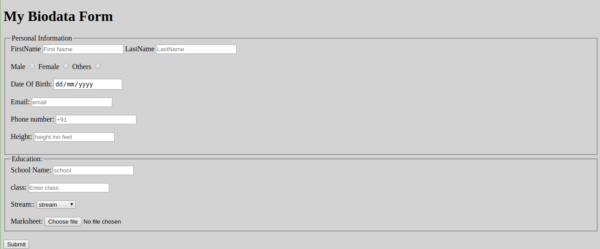 Html Projects for Beginners || Biodata form - W3Hiring