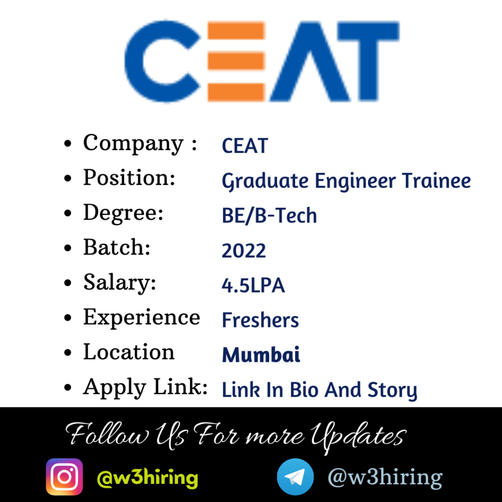 CEAT Off-campus Drive 2023 || Graduate Engineer-Trainee|| Freshers ...