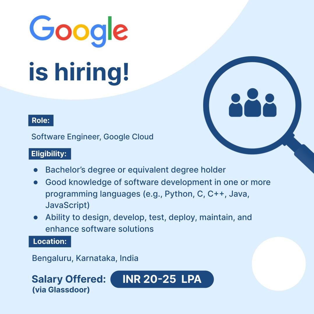 Google Recruitment 2023 Hiring Software Engineer Bachelor’s degree