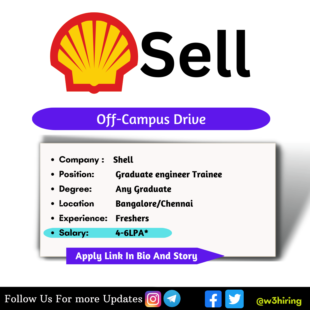 Shell Recruitment 2024Hiring Graduate Engineer Trainee Any Graduate