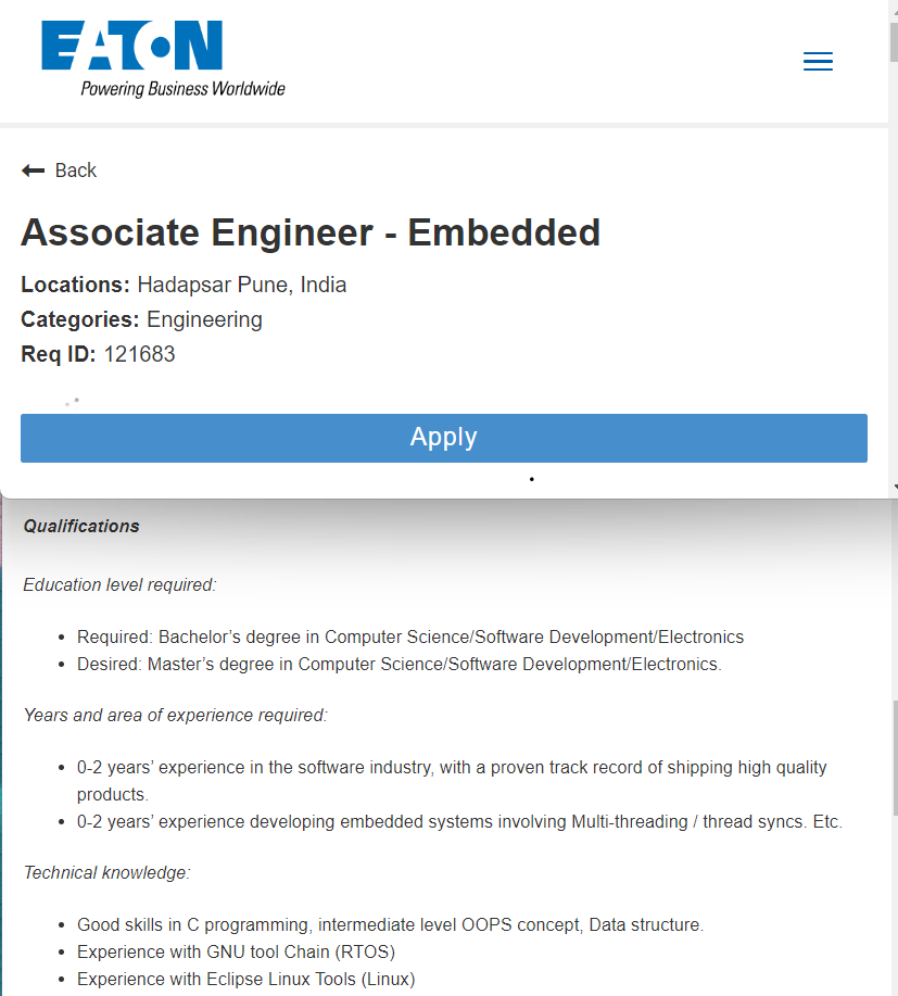 eton is hiring freshers