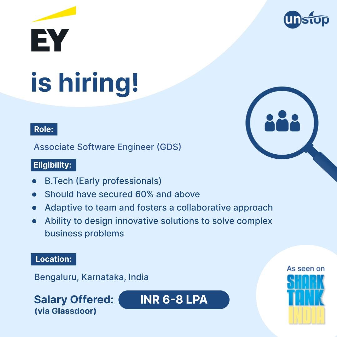 EY Recruitment 2023-Hiring Associate Software Engineer -| BE/B-Tech ...