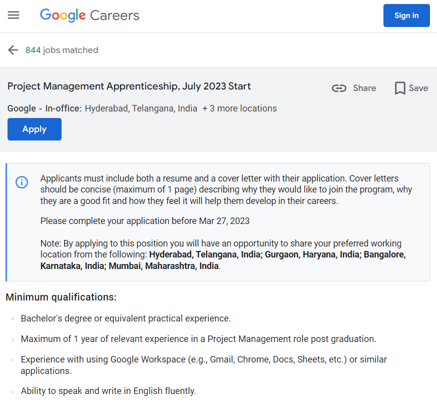 Google Recruitment for Experienced Candidates Hiring Project