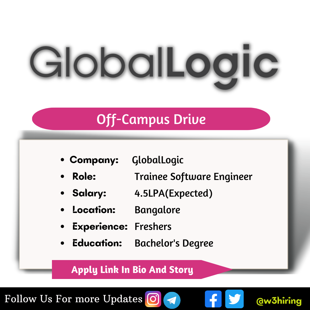 GlobalLogic Recruitment 2023-Hiring Trainee Software Engineer ...