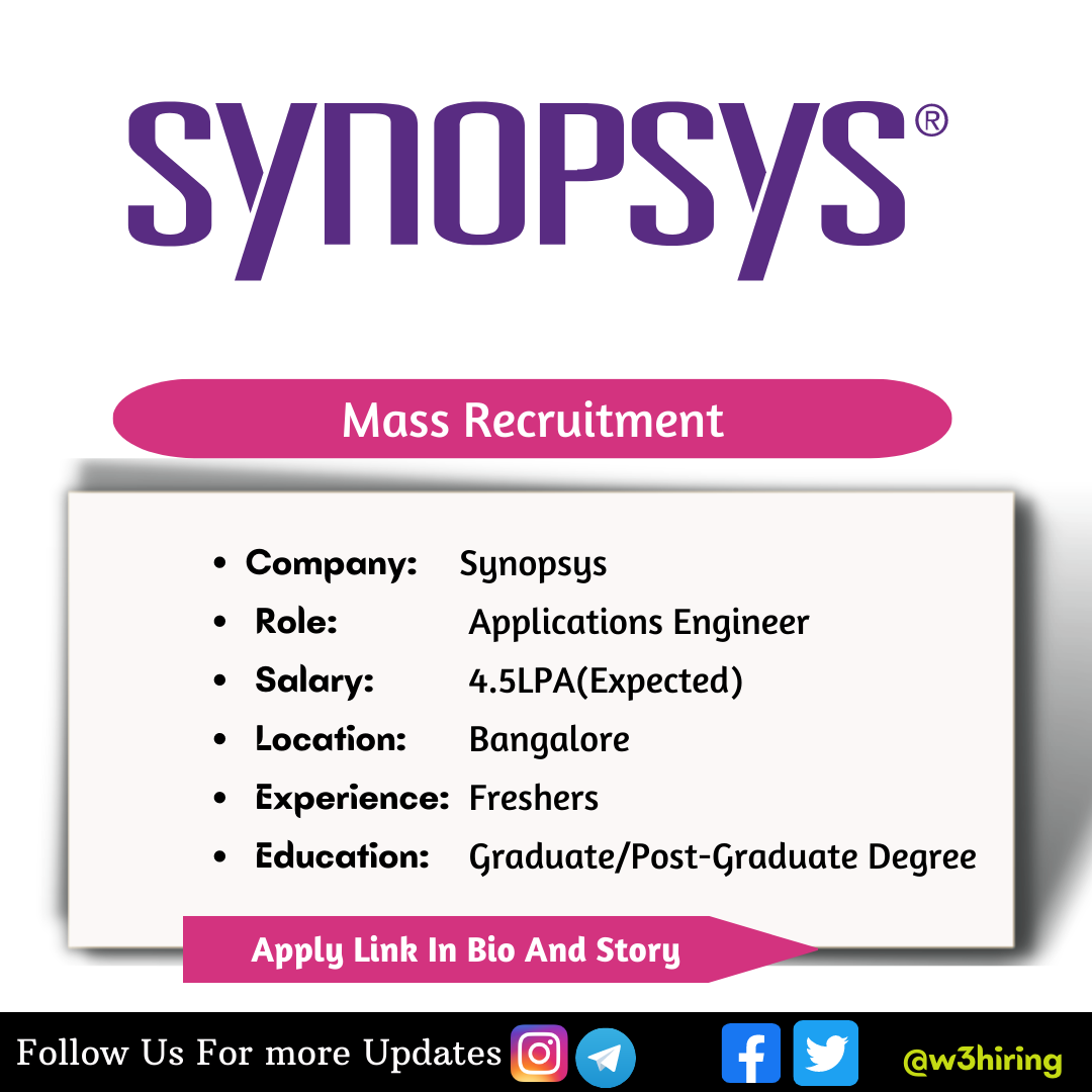 Synopsys Recruitment 2023-Hiring Applications Engineer | Graduate/Post ...