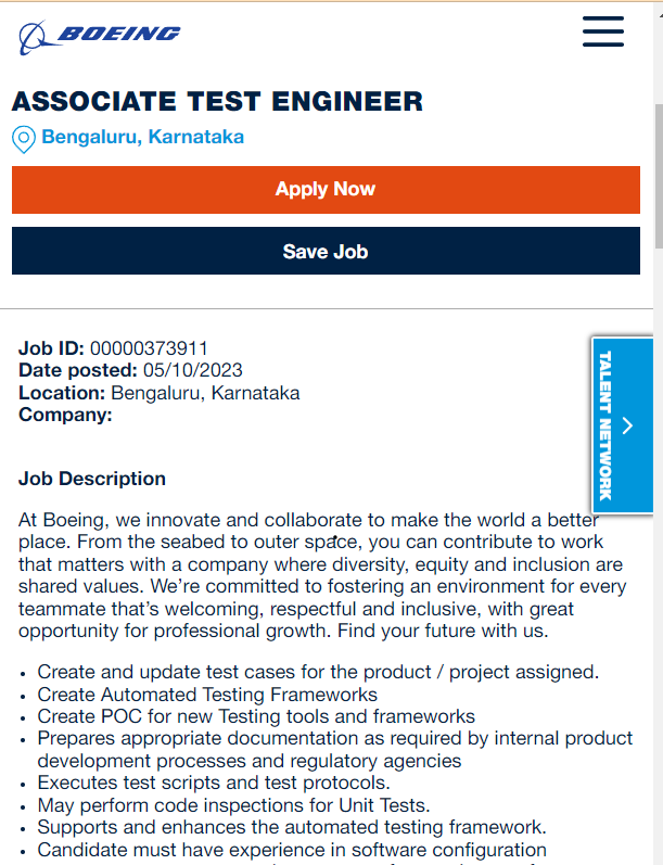 Boeing Recruitment 2023-Hiring ASSOCIATE TEST ENGINEER -| Bachelor's ...