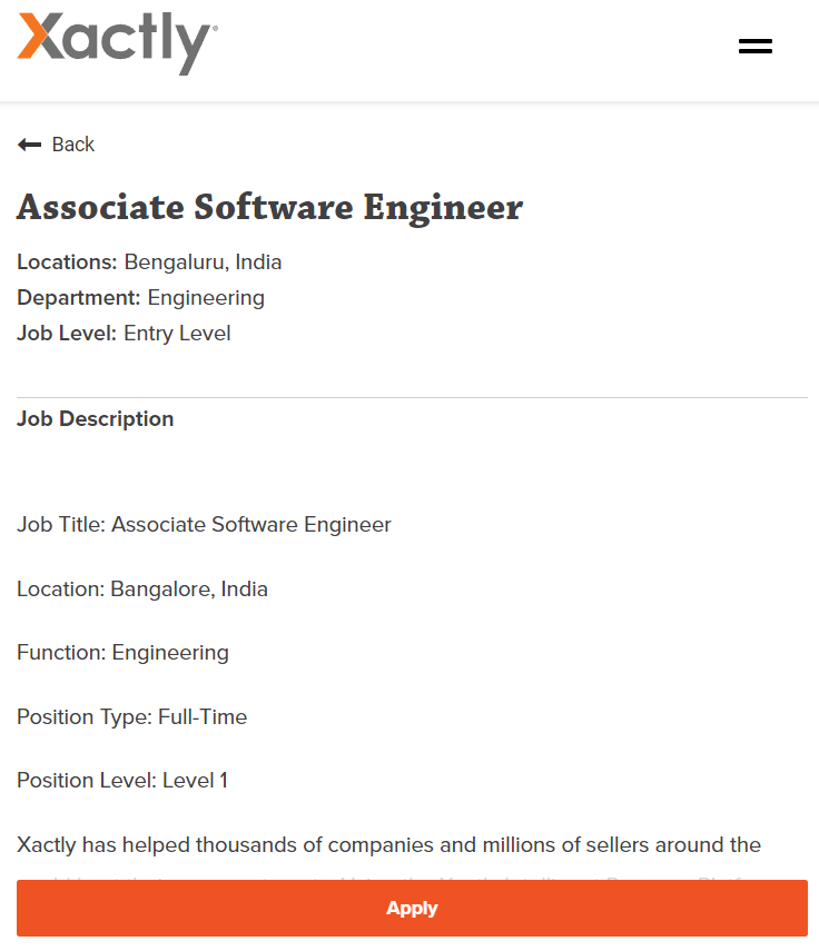 xactly hiring freshers