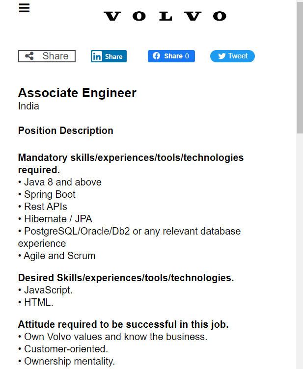 volvo is hiring software engineer