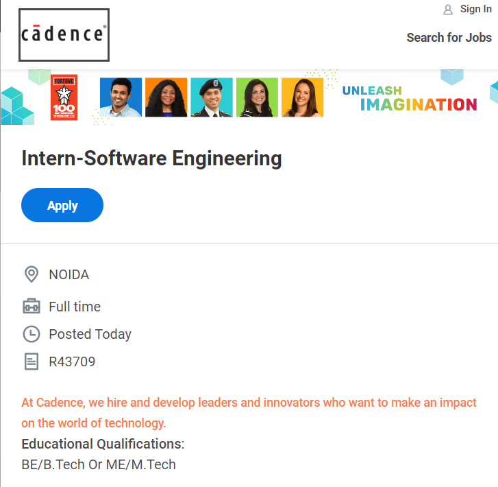 Cadence Recruitment 2023 Hiring Intern Software Engineering Beb Techmem Tech W3hiring 1295