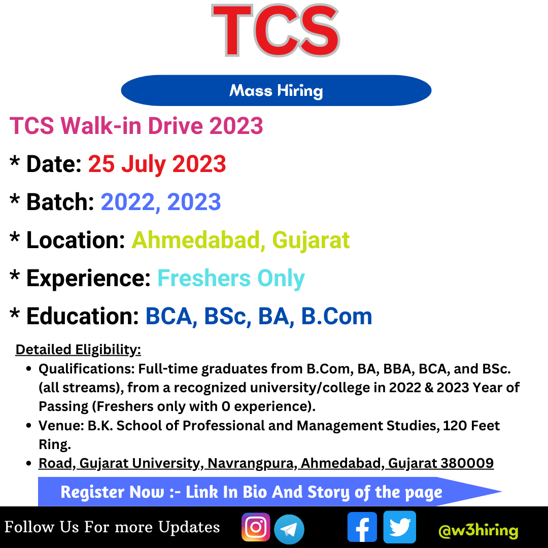 Tcs Walk In Drive Hiring Graduate Trainee Bca Bsc Ba B Com