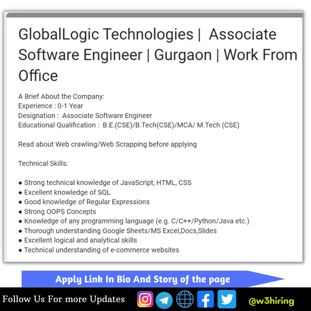 GlobalLogic Off-campus Drive 2023 || Associate Software Engineer ...