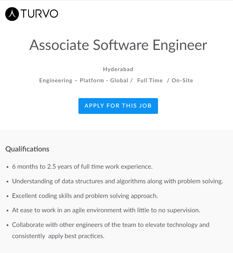 Turvo Mass Hiring 2024
