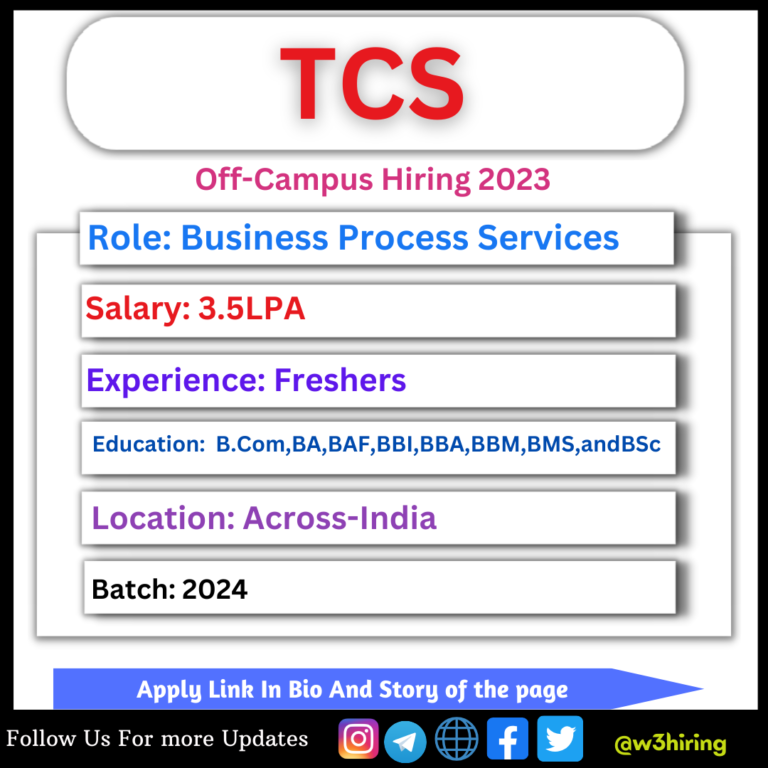 TCS BPS Freshers Hiring 2024 - W3Hiring