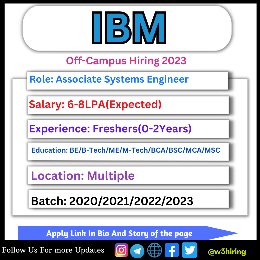 IBM Recruitment 2023 Hiring Associate Systems Engineer 