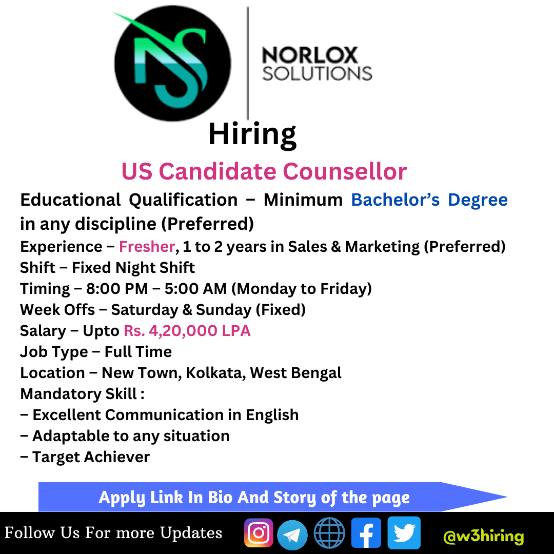 Norlox Solutions Recruitment 2023 Hiring US Candidate Counsellor ...