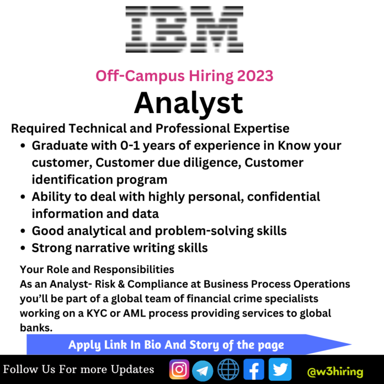 IBM Recruitment 2023 Hiring Analyst -| Any Graduate - W3Hiring