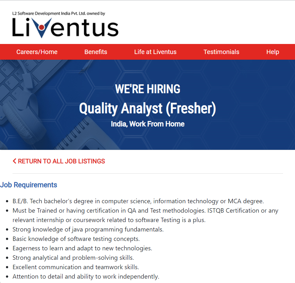 liventus Mass Hiring for Freshers