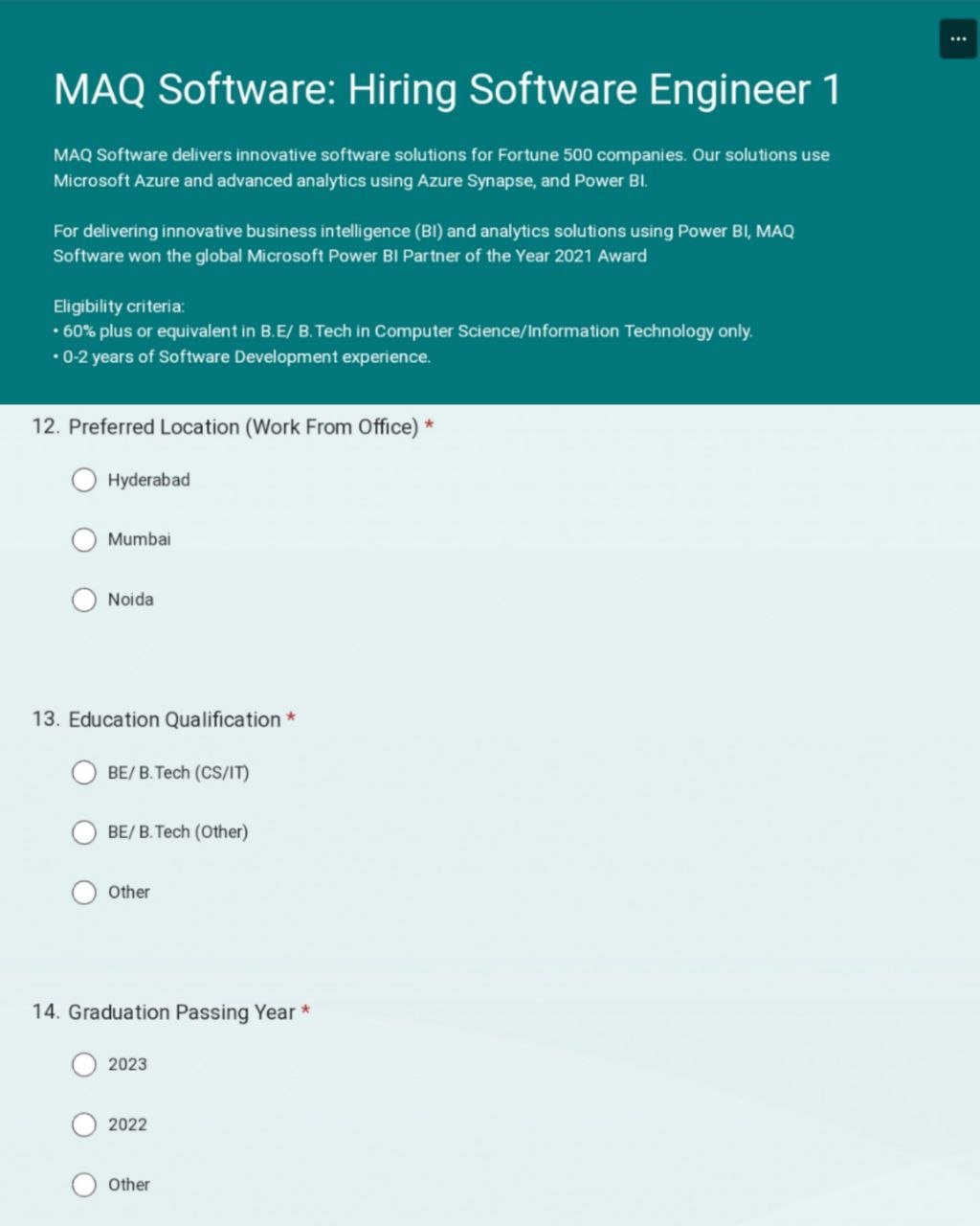 MAQ Software Mass Hiring 2023