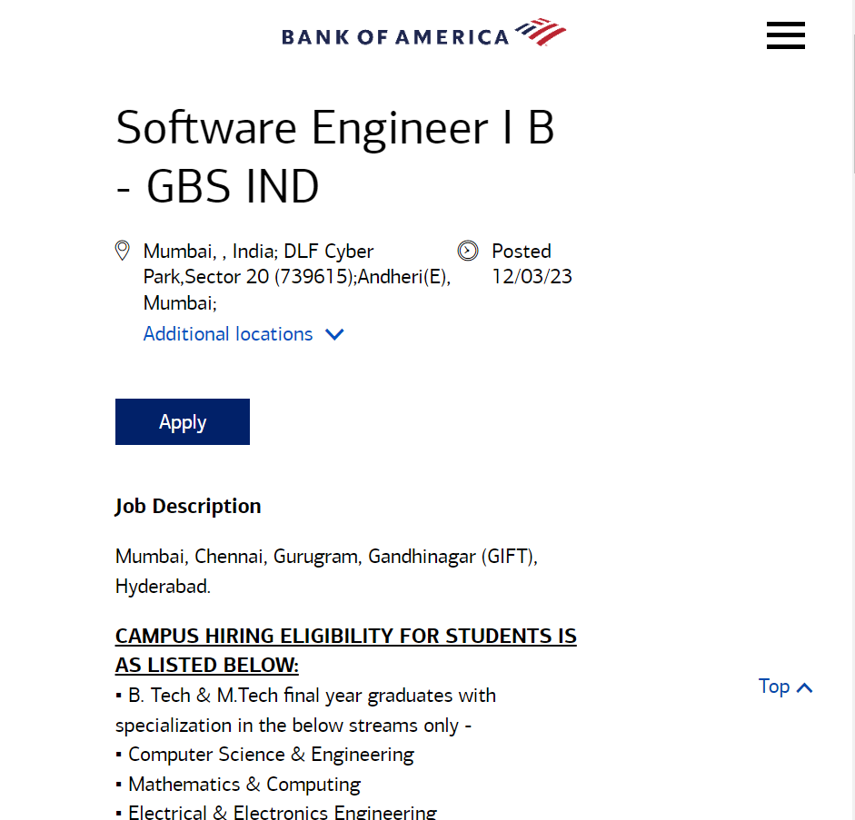 Bank Of america Hiring 2023
