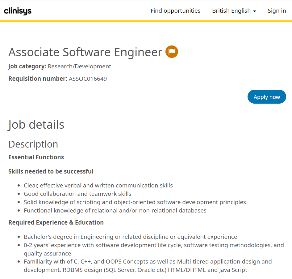 Clinisys Recruitment 2023 Hiring Associate Software Engineer -| BE/B ...