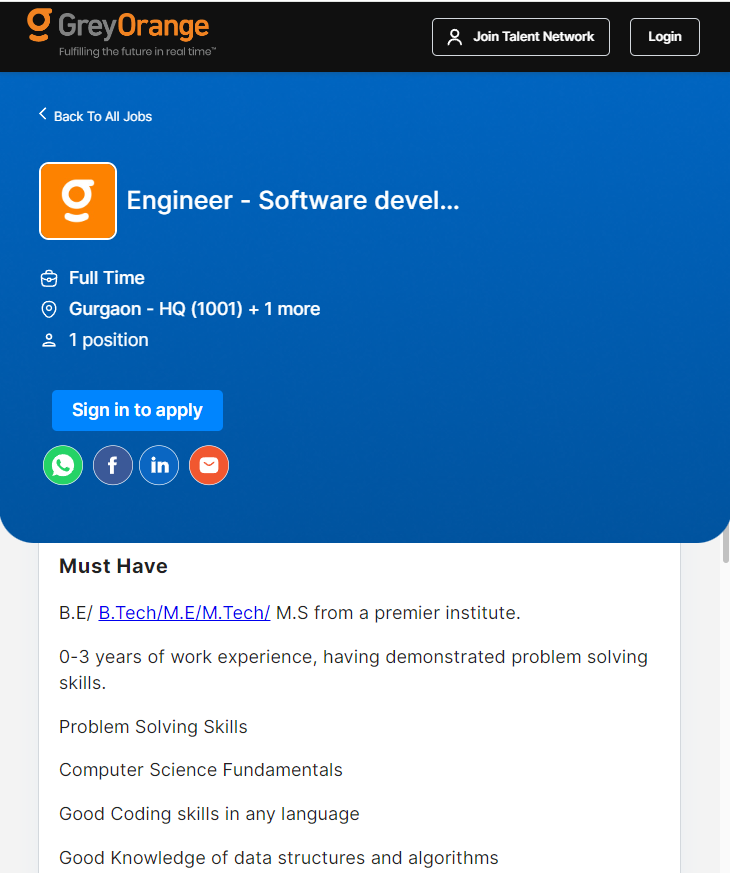 GreyOrange hiring 2023