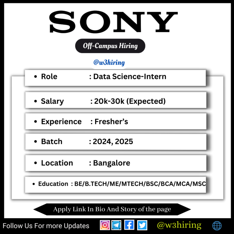 Sony Off-Campus Drive 2023 Hiring Data Science Intern-| BE/B.TECH/ME ...