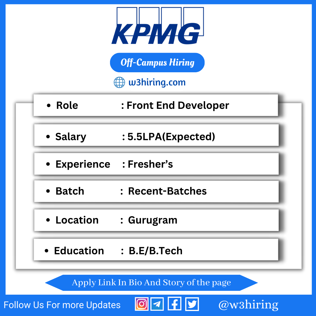 KPMG Off-Campus Drive 2023 Hiring Front End Developer -| BE/B-Tech ...