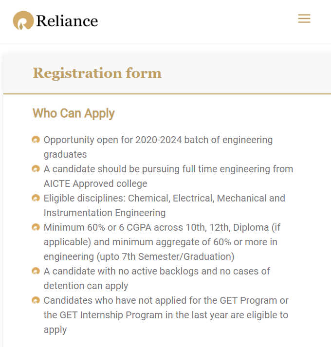 Reliance Hiring 2024