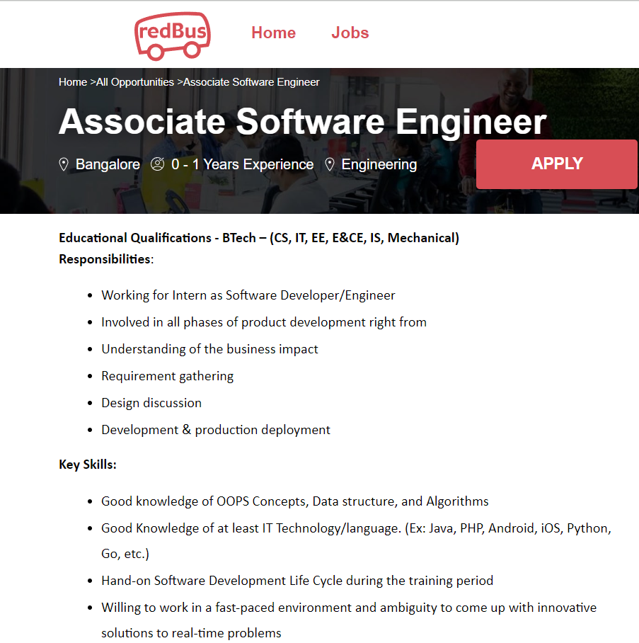 RedBus Off Campus Drive 2024 Hiring Associate Software Engineer BE B   Screenshot 2024 01 19 171211 