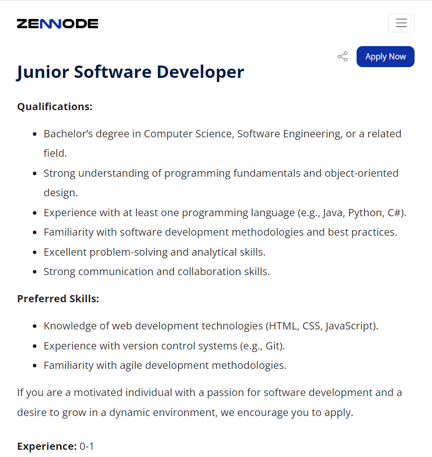 Zennode Hiring Freshers