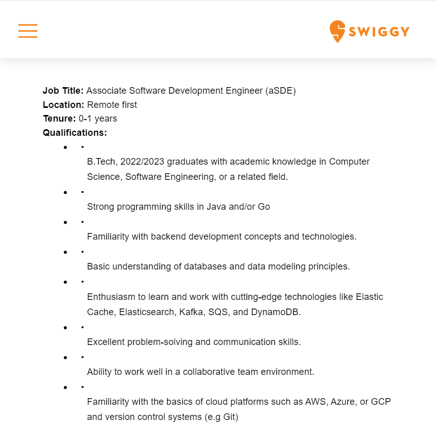 Swiggy Hiring 2024