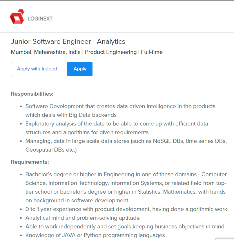 Loginext Bulk Hiring 2024