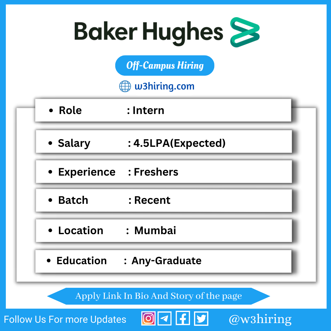 Baker Hughes OffCampus Drive 2024 Hiring Summer internships
