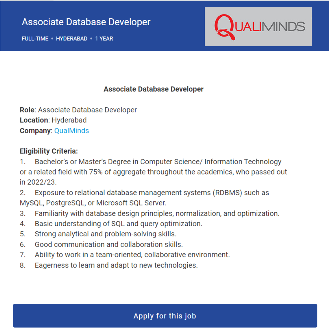 Qualiminds Mass Hiring 2024