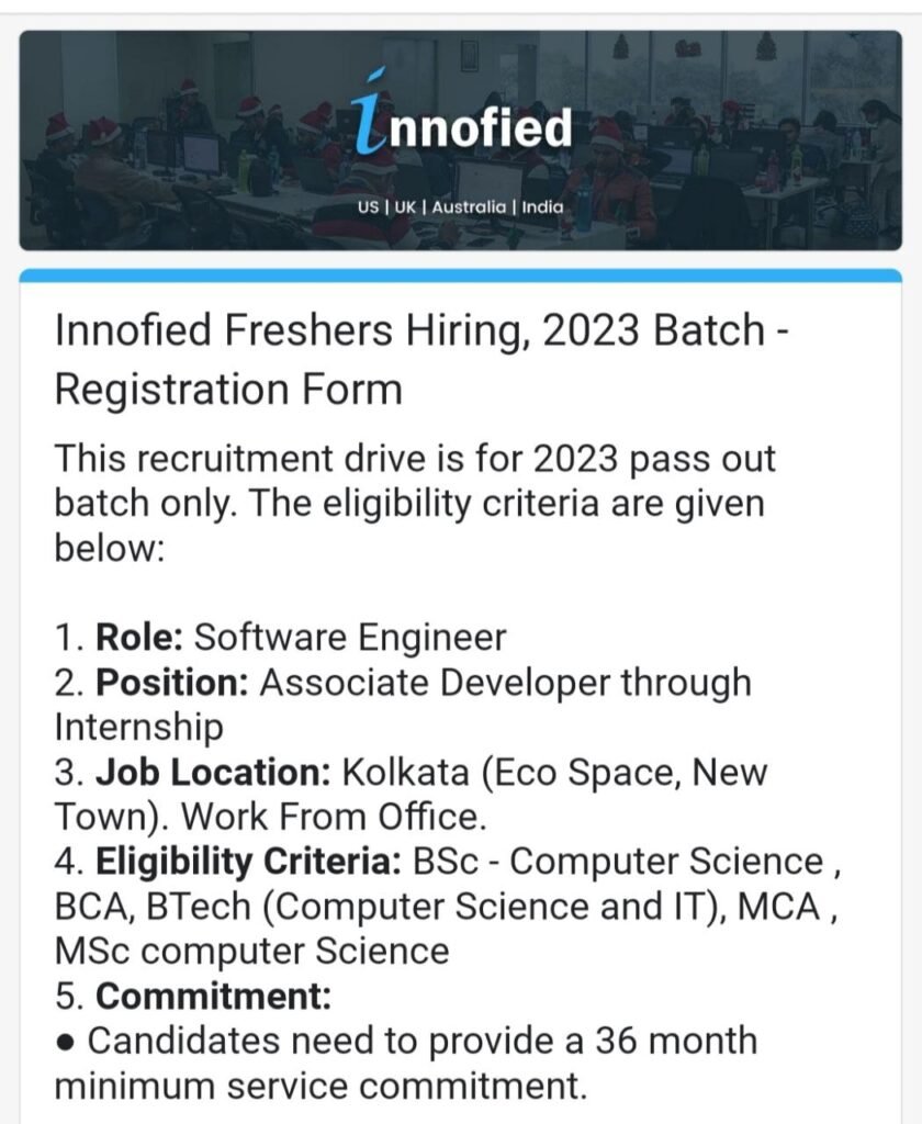 Innofied OffCampus Drive 2024 Hiring Software Engineer BE/BTech