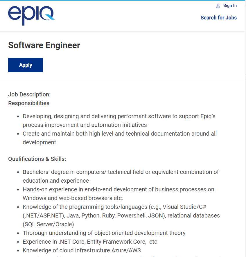 EPIQ Bulk Hiring 2024