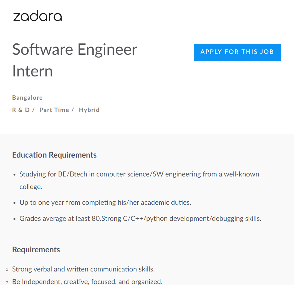 Zadara Mass Hiring for Intern
