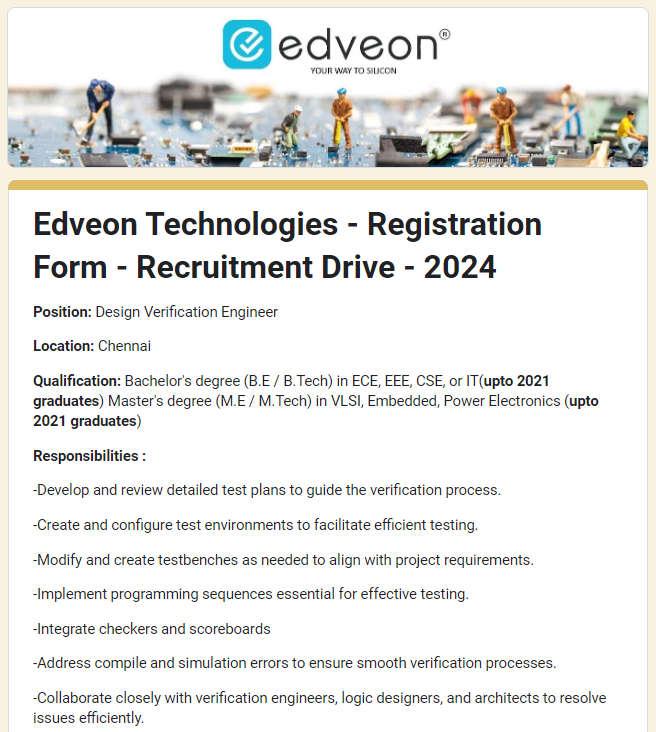 Edveon Technologies - Registration Form - Recruitment Drive - 2024