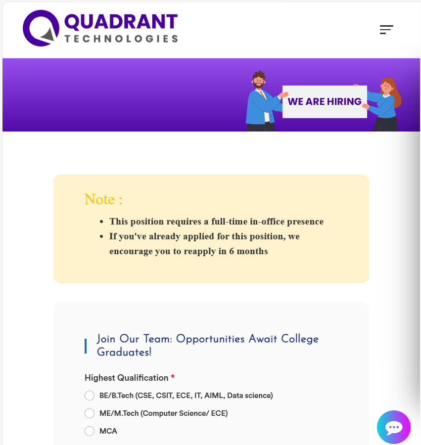 Quadrant Jobs 2024