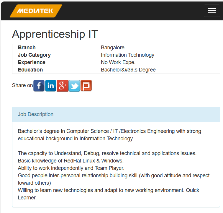 MediaTek Jobs 2024 Hiring IT Apprenticeship