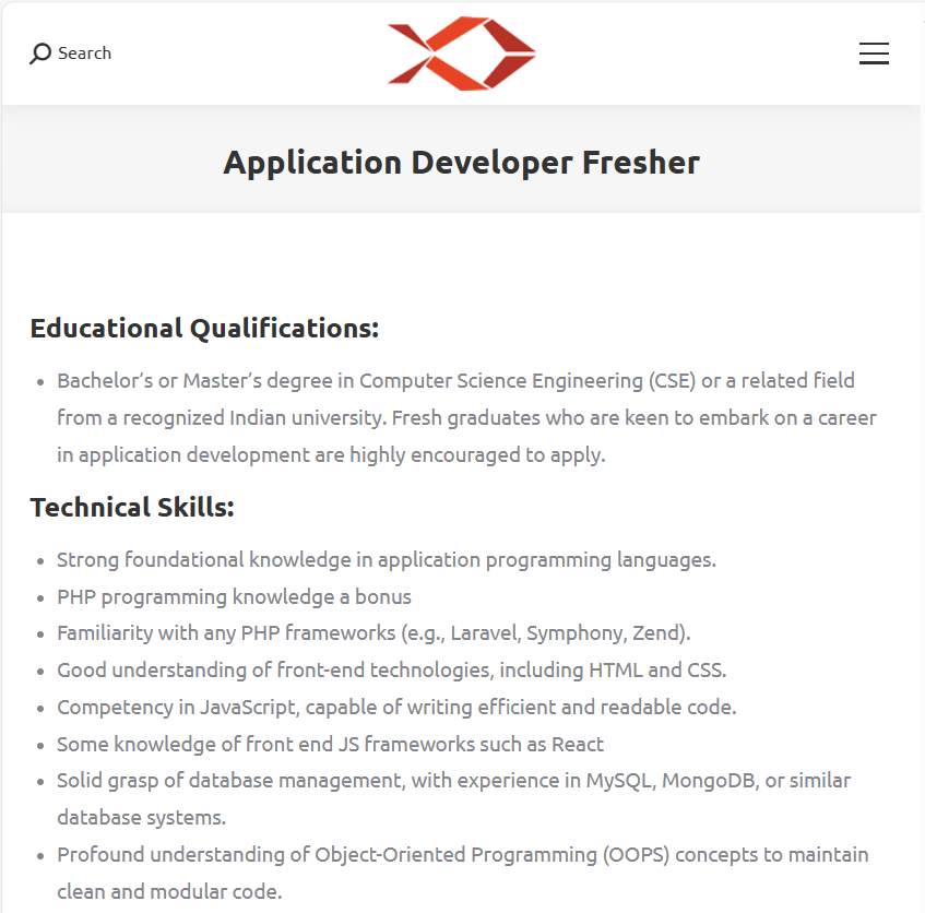 Snapperit Jobs 2024 Hiring Application Developer Fresher