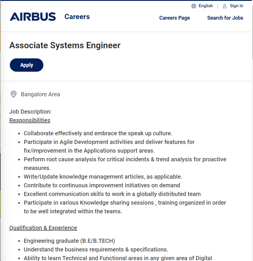Airbus Hiring 2024