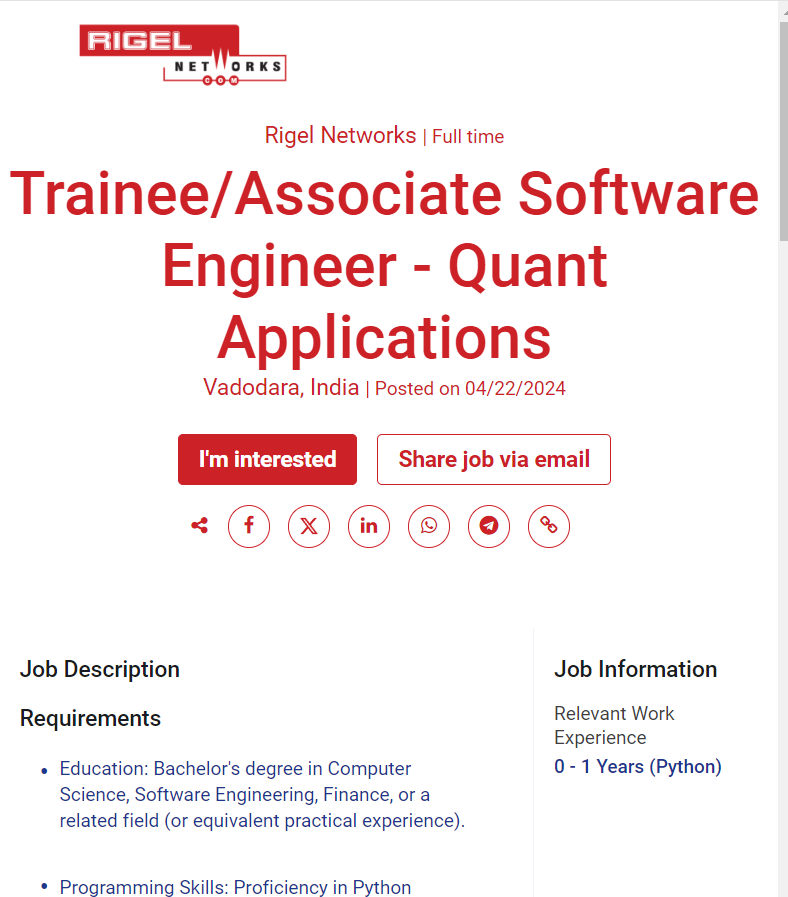 Rigel Jobs 2024 Hiring Associate Software Engineer