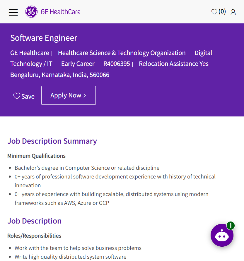 GE Healthcare Jobs 2024 Hiring Software Engineer