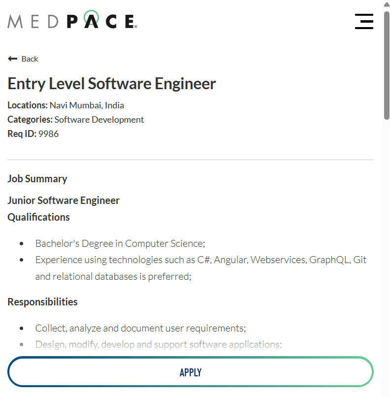 MEDPACE Recruitment 2024 Hiring Junior Software Engineer- Bachelor's Degree: Apply Today