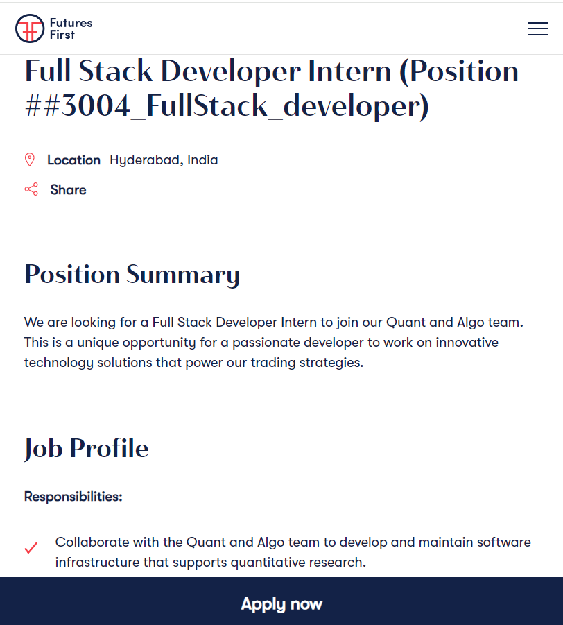 Future First Off-campus Drive 2024 Hiring Full Stack Developer Intern